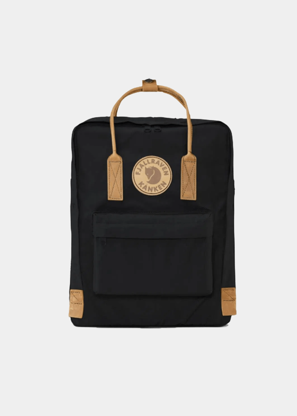 Mochila Kanken Clássica No. 2 Preta com Alça Caramelo