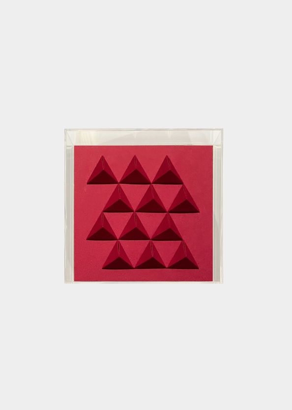 Quadro-de-Acrilico-Triangulos-Vermelhos-15x15cm-da-marca-MFBarros