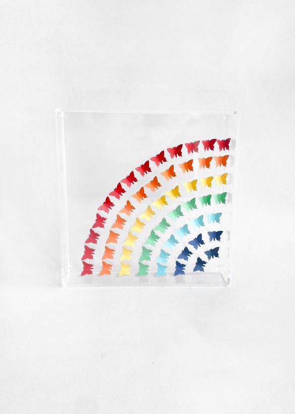 Quadro-Rainbow-Borboletas-Pequeno-Colorido-da-Crafted