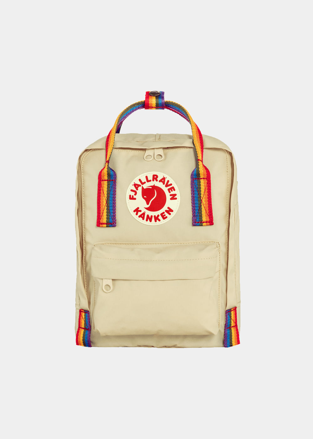 Encontraproduto.com.br - Mochila Kanken Mini Light Oak Rainbow